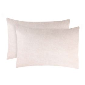 Superior Melange Flannel Cotton Two-Toned Fuzzy Pillowcases, Set of 2 (Color: Beige, size: King)
