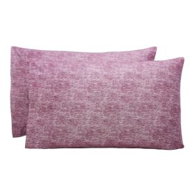 Superior Melange Flannel Cotton Two-Toned Fuzzy Pillowcases, Set of 2 (Color: Fig Plum, size: King)