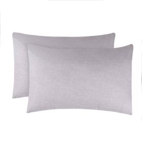 Superior Melange Flannel Cotton Two-Toned Fuzzy Pillowcases, Set of 2 (Color: Grey, size: King)
