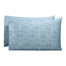 Superior Melange Flannel Cotton Two-Toned Fuzzy Pillowcases, Set of 2 (Color: Washed Blue, size: King)