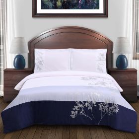 100% Cotton Sydney Floral Damask Duvet Cover Set (Color: Blue, size: King/California King)