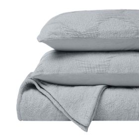 Tanta Cotton Medium Weight Textured Modern Circles Woven Coverlet (Color: Denim Blue, size: Queen)