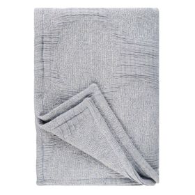 Tanta Cotton Medium Weight Textured Modern Circles Woven Coverlet (Color: Denim Blue, size: Throw)