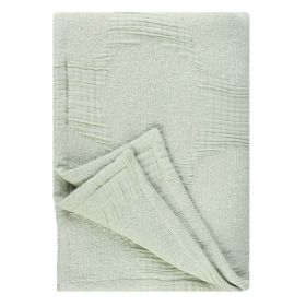 Tanta Cotton Medium Weight Textured Modern Circles Woven Coverlet (Color: Sage, size: Throw)
