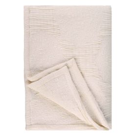 Tanta Cotton Medium Weight Textured Modern Circles Woven Coverlet (Color: Ivory, size: Throw)