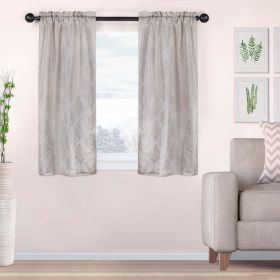 Venetian Damask Jacquard Grommet Traditional Curtain Panel Set (Color: Ivory, size: 26" X 63")