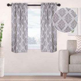 Venetian Damask Jacquard Grommet Traditional Curtain Panel Set (Color: Nickel, size: 26" X 63")