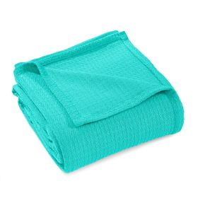 100% Cotton Waffle Blanket – Cooling Waffle Weave, Lightweight & Breathable (Color: Turquoise, size: Twin)
