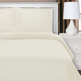 Cotton Blend 1200 Thread Count Solid Duvet Cover Set (Color: Ivory, size: Full/Queen)